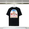 Camiseta de comercio exterior fuente nicho verano nuevo estampado logo Casablanca camiseta de manga corta mujer 100% algodón puro