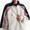 Chamarra de tres franjas con bloques de color para hombre, ropa deportiva estilo retro americano para primavera y otoño, sudadera de corte limpio con manga raglán