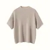 Suéter de Cachemir para Mujer de Manga Corta Otoño e Invierno Nuevo Cuello Alto Medio Manga Corta Color Sólido Jersey Tejido Lana Tejido Suéter Básico