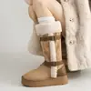 Botas de nieve para mujer de gamuza, suela gruesa, forradas de felpa, nuevo modelo invierno 2026, antideslizantes, resistentes al desgaste, zapatos cortos de algodón cálidos