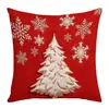 Fronha de Almofada Estampa de Rena de Floco de Neve Árvore de Natal Bênção 45cm Fronha para Uso Doméstico, Sem Enchimento Incluído, para Pousadas e Ocasiões Festivas