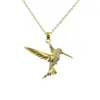 Collar con Colgante de Cobre con Forma de Pájaro y Circonita Transfronterizo para Mujer, Cadena para Clavícula Chapada en Oro, Estilo Europeo y Americano, Cadena de Cuello Única y Elegante