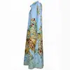 FD2488 Vestido camisa cárdigan con estampado retro estilo francés europeo y americano, vestido maxi bohemio de manga larga