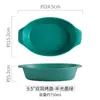Fuente para Hornear de Cerámica con Esmalte de Color Nórdico de Doble Asa, Plato para Ensalada de Frutas para el Hogar, Plato para Arroz Horneado con Queso para Hotel/Restaurante, Vajilla Creativa