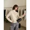 IMISS Outono Feminino Estilo Coreano Estilo Suave Patchwork de Renda Floral Versátil Gola Meio Alta Manga Longa Camisa Básica S90556