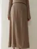 Cachemira Color Puro Casual Falda Paraguas de Dobladillo Grande con Cintura Elástica para Mujer Tejida Otoño e Invierno Nuevo Look Adelgazante y Falda de Estilo Suave