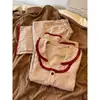 Pijama Retro Suave de Lunares Rojos con Mangas Largas para Mujer 2026 Nuevo Estilo Otoño Color Dulce Bloque de Color Ribete Pantalones Largos Conjunto para Casa