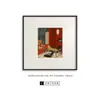 Pintura decorativa estilo Bauhaus medieval francés, arte de nicho retro nórdico colorido bajo la cortina roja, fábrica de arte de pared para sala de estar