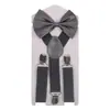 Conjunto de Gravata Borboleta com Suspensório Y de 3 Presilhas Cor Sólida Universal para Meninos e Meninas Conjunto de Duas Peças para Bebês