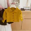 [Salty Lemon Seven] Suéter feminino estilo coreano, cardigã de tricô, calça pantalona de veludo cotelê moderna, conjunto de roupa para bebê