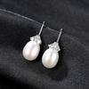 PAG &amp; MAG Pendientes de perlas de agua dulce de plata S925 con gancho para la oreja de circonita 3A, plata, estilo coreano dulce.