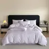 Conjunto de quatro peças de algodão escovado de alta qualidade, estilo luxo leve, ultra macio e amigo da pele, capa de edredom jacquard de algodão lavado, roupa de cama, fronha