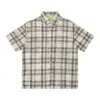 Camisa Fina Savagebase Estilo Retrô Americano Desgastado com Xadrez Preto e Branco e Design Jacquard Vazado Estilo Festivo