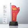 Trofeo de Cristal Bandera Roja Personalizado Miembros Destacados de la Fiesta Conmemorar 1 de Julio Concurso de Conocimientos Reconocimiento Político Medalla Roja