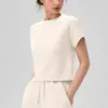 Nova Camiseta Esportiva Casual para Mulheres Primavera e Verão, Gola Redonda, Solta, Respirável, Manga Curta para Fitness Corrida, Top de Yoga Nude