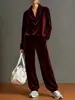 2026 Ropa de Mujer Europea y Americana Sitio Independiente de Amazon Cuello con Volantes Terciopelo Manga Larga Moda Casual Holgado Traje Ropa para el Hogar