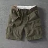 2026 Verano Verde Militar Japonés Ropa de Trabajo Shorts para Hombre Pantalones de Cinco Puntos Modernos Holgados Rectos Casuales Ropa Exterior Pantalones de Longitud Media