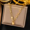Collar de Cadena de Clip con Colgante de Candado Retro Hip-hop Callejero Transfronterizo Europeo y Americano para Mujer Tendencia Oro Viento Frío Candado
