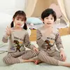 2026 Conjunto de Ropa para Niños Algodón Puro Ropa para el Hogar Ropa de Otoño para Niños con Pantalones Pijamas de Niña para Primavera y Otoño Delgados Venta al por Mayor