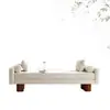 Taburete de sofá minimalista nórdico con tela y patas de madera maciza, adecuado para hotel, hogar, vestidor, sala de estar, recepción, dormitorio y pie de cama