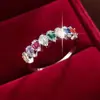 Anillo de Zirconia de Colorido Diseño de Gota Transfronterizo, de Moda, Sencillo, Versátil, Joyería de Anillo para Mujer de Cobre Puro, Venta Directa del Fabricante