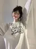 2025 Nueva Camiseta de Manga Larga con Empalme de Color de Contraste Estilo Casual Perezoso Ins Diseño de Nicho Cuello Redondo Top Versátil para Mujer