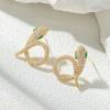 Aretes únicos de marea viento frío serpiente pequeña micro incrustados electrochapados en oro real moda lujo espíritu serpiente aretes aguja de plata s925