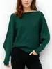 Bestseller Transfronterizo Europeo y Americano Top de Punto de Manga Murciélago Holgada Perezosa de un Hombro Comercio Exterior Suéter Nuevo Estilo Primavera Otoño Mujer