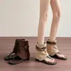 Sandálias Romanas Femininas Modernas e Únicas 2026 Novo Estilo de Verão Botas Curtas de Corda Trançada com Clipe para Dedo do Pé e Aumento de Altura Oculto