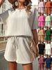Comercio Exterior Transfronterizo Europeo y Americano Ropa de Mujer Verano 2026 Nuevo Conjunto de Moda Elegante Camisa de Manga Murciélago Pantalones Cortos de Manga Corta Conjunto de Dos Piezas