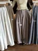 Pantalones Rectos de Pierna Ancha de Cintura Alta Plisados Sueltos Versátiles Simples de Estilo Coreano Otoño Dulce para Mujer 66816
