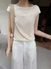 Suéter Tricot Elegante Estilo Francês Retrô Jacquard Ombro a Ombro Emagrecedor para Mulheres 2026 Novo Modelo de Verão 26932