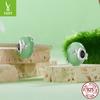 Pulsera original de primavera Yinziyun con cuentas de cristal de trébol de cuatro hojas verde de plata 925.