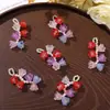 Colgante de Perla de Lirio del Valle Colorido Dopamina Pendientes de Flor de Seda Retorcida Hechos a Mano con Cuentas Accesorios de Flor para Zapatos Bolsas