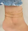 Tobillera Geométrica de Metal Estilo Europeo y Americano para Mujer, Cadena para Pierna Multicapa, Joyería Conmemorativa de Boda y Viaje, Nuevo Modelo Primavera 2026