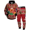 2025 Conjunto de moletons com estampa digital 3D de carnaval de Natal para homens e mulheres conjunto casual hip-hop masculino