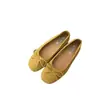 Sapatos femininos franceses vintage de couro genuíno, cor prata, sola macia, novo estilo outono 2026, sapatos baixos estilo vovó com laço