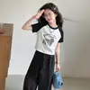 Conjunto de Verano de Manga Corta para Niñas 2026 Estilo Nuevo, Súper Lindo Camiseta de Dibujos Animados y Pantalones Casuales Finos Conjunto de Dos Piezas para Niños Mayores