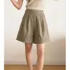 Shorts Casuales Transpirables Estilo Old Money para Mujer Verano 2026, Súper Bonitos y Adelgazantes, con Dobladillo Enrollado y Diseño de Pliegues
