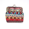 Bolsa de clipe de 4 polegadas PU estilo étnico retrô boêmio carteira curta feminina
