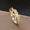 Anillo de Mariposa Amor Nuevo Transfronterizo Completo de Diamante para Mujer Anillo de Zirconia de Color Abierto Ajustable de Gama Alta Venta al por Mayor