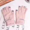 Guantes de felpa otoño e invierno guantes táctiles guantes de punto cálidos jacquard de dedo adulto lindos de dedo
