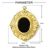 Colgante Redondo Retro de Piedra Natural para DIY en Acero Inoxidable Collar Cuadrado de Perla Cangrejo para Mujer Colgante de Joyería de Acero de Titanio