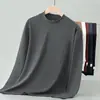 Algodão Mercerizado com Amônia Líquida Camiseta Branca Masculina Manga Longa Camada Base Gola Meio Alta Camisa Base 7A Antibacteriana Gola Média Roupa de Outono Top Pequeno