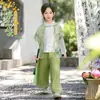 Conjunto de Ropa de Verano para Niñas 2026 Nuevo Moderno Chaleco Estilo Chino para Niños, Pantalones de Pierna Ancha de Verano para Niñas Conjunto de Dos Piezas Hanfu