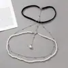Cadena de Pierna Multinivel Transfronteriza Europea y Americana para Mujer con Borlas y Perlas Artificiales, Cadena Corporal Estilo Deseo Puro para Muslos, Suministro al por Mayor