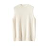 Colete de Cashmere para Mulheres 100% Cashmere Puro Versátil Cor Lisa Gola Alta Meia Pulôver Peça Básica Fina Sem Mangas Tricotado Suspensório