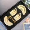 Taza de Café Helado Americano Transfronterizo Taza de Café y Platillo de Cerámica Retro Taza Europea para Latte Taza de Agua para el Hogar Taza para Pareja