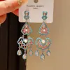 Pendientes de Borla de Cristal de Resina Incrustados de Diamantes con Forma de Rombo Lujo Accesible Ganchos de Oreja de Gama Alta Moda Personalizable Pendientes Versátiles para Mujer