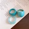 Anillo Ovalado de Resina Retro Europeo Juego de Tres Piezas Sentido de Diseño Nicho Anillo para Dedo Índice Lujo Ligero Sensación de Alta Gama Joyería de Mano para Mujer